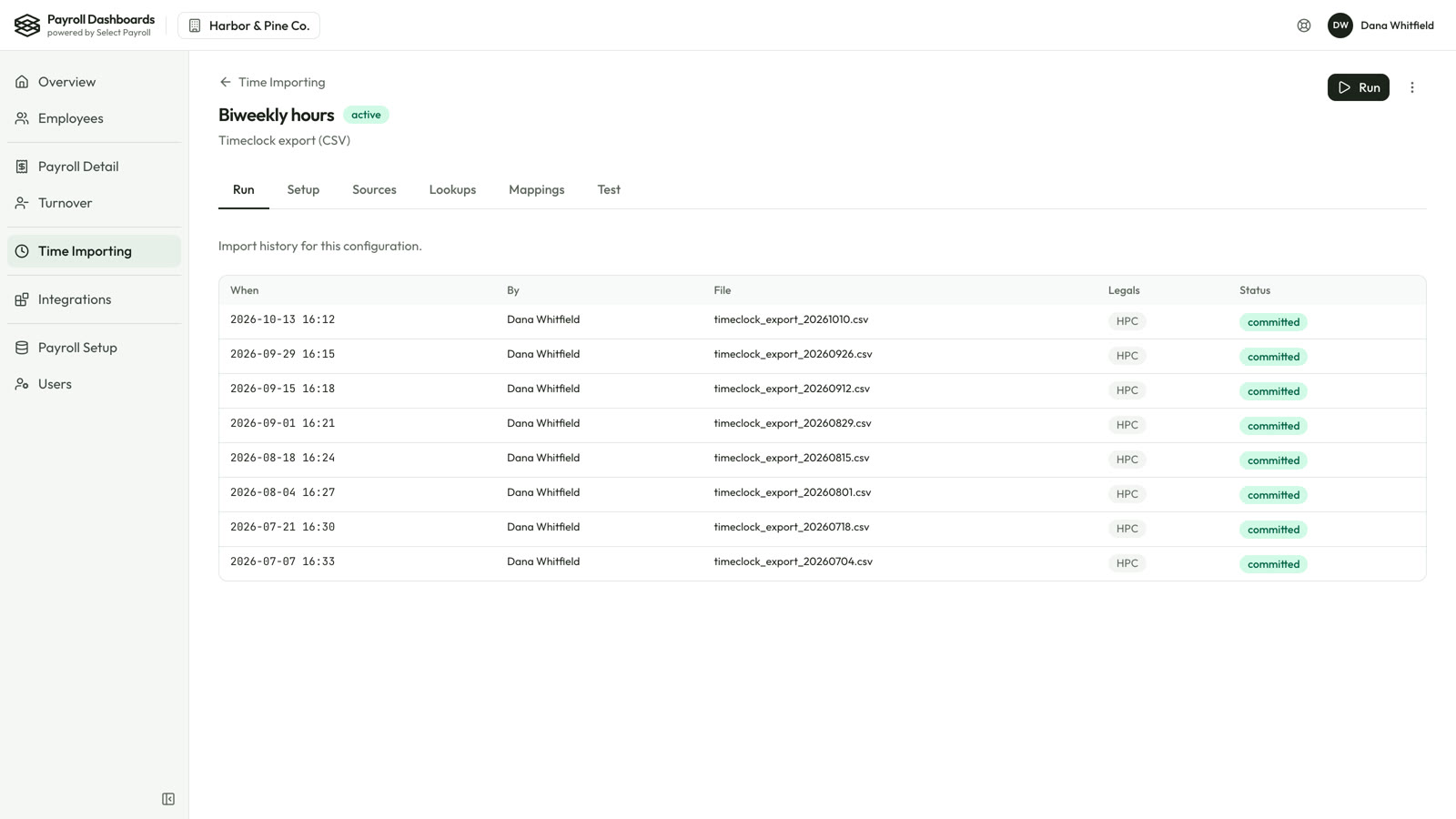 Time Importing run history